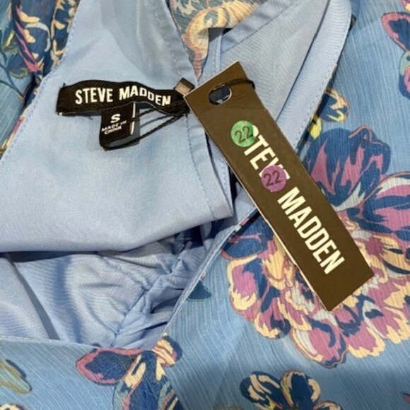 Steve Madden Blue Sol Floral Hi-Low Long Sleeve Maxi Dress โ Size Small โ NWT - Picture 8 of 10
